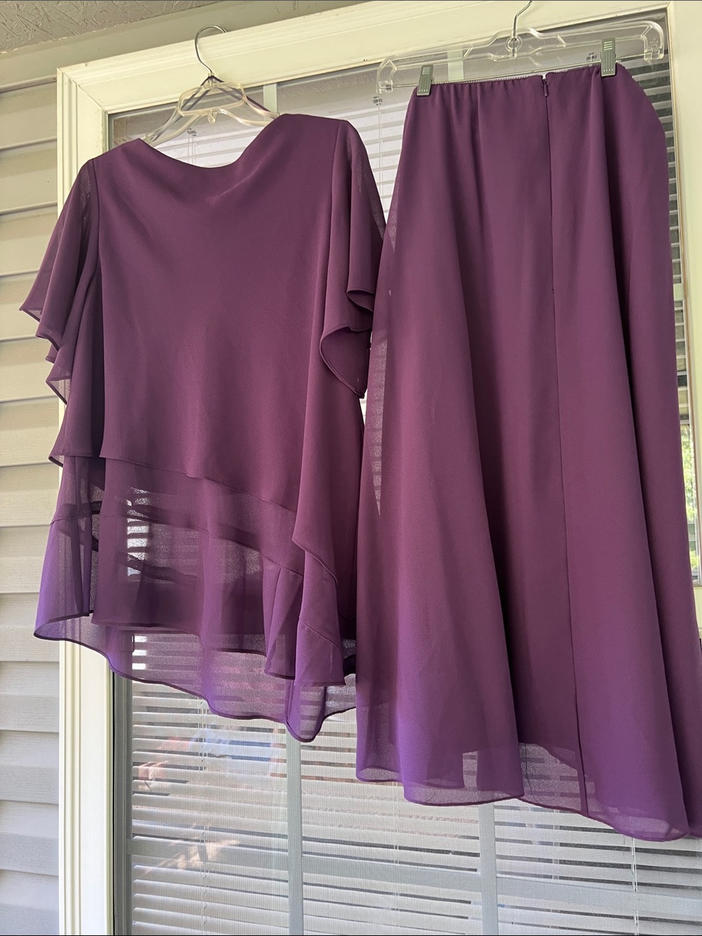 Alex Evenings Lavender Purple Chiffon Layered Maxi Skirt & Matching Top Set - Picture 4 of 4